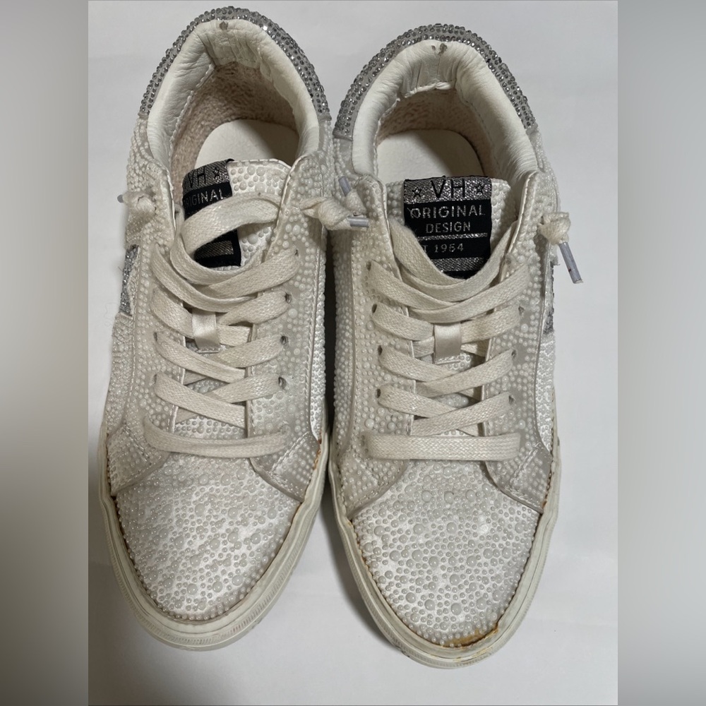 Vintage Havana Perline Sneakers Women's Size 7.5 Shoes Pearl Rhinestone Beaded